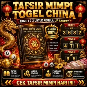 Angkazone - Ilustrasi buku tafsir mimpi digital untuk pasaran togel China prize 1 2 3 dengan simbol keberuntungan Tiongkok.
